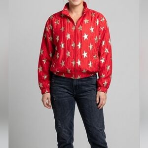 Vintage 80s Red Gold Star Bomber Jacket